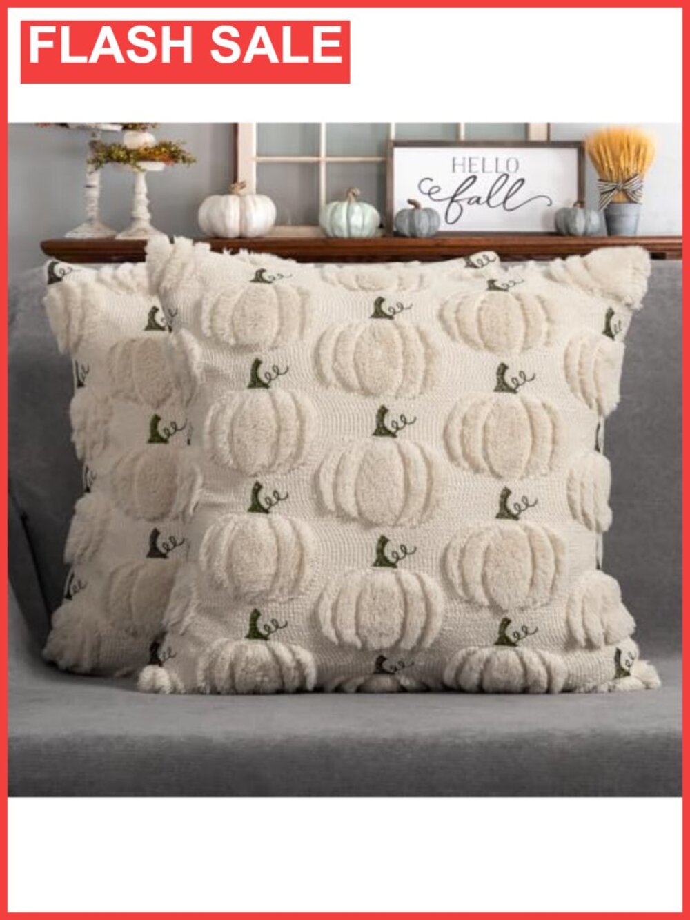Fall Pumpkin Pillow Covers Set of 2 18x18 Faux Fur Throw Covers